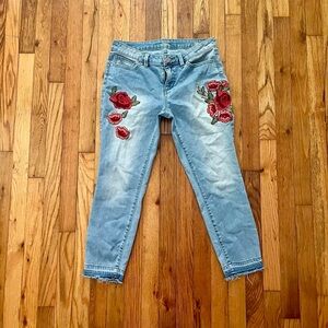 Embroidered Floral Light Blue Jeans